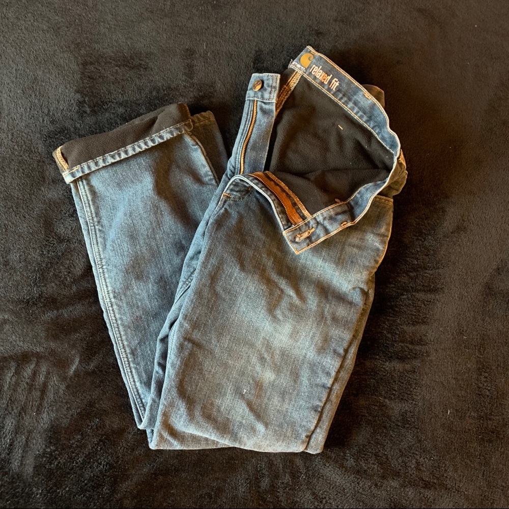 Men’s insulated Carhartt work denim jeans 34 x 32